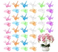 Pesoncarl Supports de Cages à Plantes, 120 pièces Pinces à orchidées, Pinces Plantes Papillon et Libellule colorées, Support de Tige en Plastique réutilisable pour Vigne Fleur Tomate Jardin
