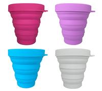 Pesoncarl Tasse portable en silicone tasse de voyage pliable avec un couvercle de camping pliable tasse de camping pour pique-nique 4 pcs, tasses tasses