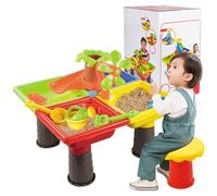 Pesoncarl Toddler Cliner à Eau Tableau 4-en-1 Sable et Eau Play Play Kids 17.7X.13.8 '' avec Accessoires de Jeu Sandbox Sable pour l'activité extérieure Forme carrée, Jouets