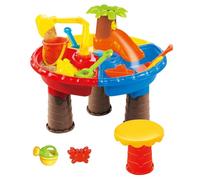 Pesoncarl Toddler Niveau à Eau Table 4 en 1 Sable et Eau Play Play Kids 17.7X.13.8 '' avec Accessoires de Jeu Sandbox pour l'activité extérieure Forme Ronde, Jouets de Plage