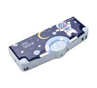 Pesoncarl Trousse à Crayons multifonctionnelle de capacité, avec Bouton-Poussoir, Taille-Crayon, règle, Gomme, astronautes pour fête