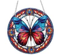 Pesoncarl Vitrail Suspendu, 6 '' Panneau de Papillon coloré capteur de soleils Acrylique, vitrail de Jardin à la Maison Cadeaux de Mariage de fête de Noël