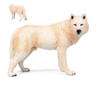 Pesoncarl Wolf Figurine High Simulation Wildlife Animal Model Wolf Toys Collection Figurine Ornement Educational Learning Toys Giver Birthday Girls, Beige, Beige