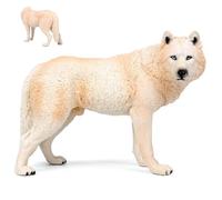 Pesoncarl Wolf Figurine High Simulation Wildlife Animal Model Wolf Toys Collection Figurine Ornement Educational Learning Toys Giver Birthday Girls, Beige, Beige