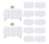 Pesonlook Lot de 12 nappes Rondes en Polyester Blanc de 228 cm, lavables, Nappe Ronde Nappe Blanche pour Mariage/fête/Banquet/Salle à Manger/Table de Buffet (blanc/228 cm)