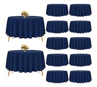 Pesonlook Lot de 12 nappes Rondes en Polyester Bleu Marine de 228 cm | Lavables Nappe Ronde Nappe Bleu Marine pour Mariage/fête/Banquet/Salle à Manger/Table de Buffet