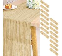 Pesonlook Lot de 16 Chemins de Table en étamine Beige Long,55 x 300 cm
