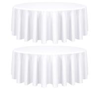 Pesonlook Lot de 2 nappes Rondes, Nappe Ronde Blanche, Nappe Ronde de 120 pouces/304CM, Linge de Table en Tissu Polyester Lavable pour Mariages, banquets ou Restaurants (Blanc)