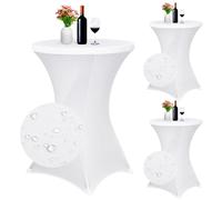Pesonlook Lot de 3 nappes à Coins carrés Extensibles en élasthanne - 80 x 110 cm - Blanches - Ajustées - Imperméables - pour Bar, Mariage, Cocktail, fête, Banquet (Blanc)