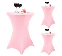 Pesonlook Lot de 3 nappes à Coins carrés Extensibles en élasthanne - 81,3 x 109,2 cm - Rose - pour Table Haute - pour Bar, Mariage, Cocktail, Banquet (Rose)