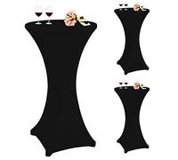 Pesonlook Lot de 3 nappes à Coins carrés Extensibles en élasthanne pour Cocktail 60 x 110 cm Noir Nappe Ronde à Cocktail pour Bar, Mariage, Cocktail, Table de Banquet (Noir)