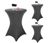 Pesonlook Lot de 3 nappes à Coins carrés Extensibles en élasthanne pour Cocktail 80x 110 cm Gris foncé Nappe Ronde pour Cocktail de Mariage, Table de Banquet (Gris foncé)