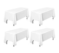 Pesonlook Lot de 4 nappes Blanches pour Tables rectangulaires de 2,4 m, 153 x 320 cm Nappe rectangulaire en Polyester Lavable Anti-Rides pour Mariage, réception, Banquet