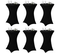 Pesonlook Lot de 6 nappes à Coins carrés Extensibles en Spandex pour Cocktail 70x110cm Table Haute ajustée Noir, Nappe Ronde pour Cocktail pour Table de Banquet de Cocktail de Mariage (Noir)