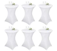 Pesonlook Lot de 6 nappes à Coins carrés Extensibles en Spandex pour Cocktail 70x110cm Table Haute ajustée Blanc, Nappe Ronde pour Cocktail pour Table de Banquet de Cocktail de Mariage (Blanc)