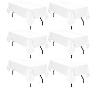 Pesonlook Lot de 6 nappes Blanches pour Tables rectangulaires de 2,4 m, Nappe rectangulaire de 153 x 320 cm, nappes en Polyester Lavable Anti-Rides pour réception de Mariage, Banquet