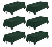 Pesonlook Lot de 6 nappes en polyester vert forêt 60 x 102 pouces, nappe rectangulaire pour tables de 6 pieds - Housse de table en polyester lavable pour réception de mariage, banquet, fête