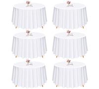Pesonlook Lot de 6 nappes Rondes, Nappe Ronde Blanche, Nappe Ronde de 120 pouces/305CM, Linge de Table en Tissu Polyester Lavable pour Mariages, banquets ou Restaurants (Blanc)