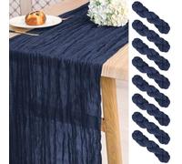 Pesonlook Lot de 8 Chemins de Table en étamine Bleu Marine Long,55 x 300 cm