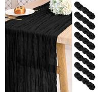 Pesonlook Lot de 8 Chemins de Table en étamine Noir Long,55 x 300 cm | 3 m de Long, Style Rustique Bohème chemins de table semi-transparents pour Mariage, Fête Prénuptiale, Fête, Banquet
