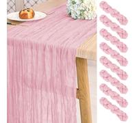 Pesonlook Lot de 8 Chemins de Table en étamine Rose Clair Long,55 x 300 cm