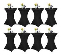 Pesonlook Lot de 8 nappes de Cocktail en élasthanne Extensible avec Coins carrés de 81,3 x 109,2 cm pour Table Haute, Nappe de Table Ronde pour Bar, Mariage, Cocktail, Banquet (Noir)