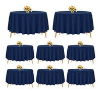 Pesonlook Lot de 8 nappes Rondes en Polyester Bleu Marine de 228 cm | Lavables Nappe Ronde Nappe Bleu Marine pour Mariage/fête/Banquet/Salle à Manger/Table de Buffet