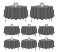 Pesonlook Lot de 8 nappes Rondes en Polyester Gris Foncé de 305 cm | Lavables Nappe Ronde Nappe Gris Foncé pour Mariage/fête/Banquet/Salle à Manger/Table de Buffet