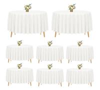 Pesonlook Lot de 8 nappes Rondes en Polyester Ivoire de 305 cm, Lavables | Nappe Ronde Nappe Ivoire pour Mariage/fête/Banquet/Salle à Manger/Table de Buffet