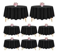 Pesonlook Lot de 8 nappes Rondes en Polyester Noir de 228 cm, Lavables | Nappe Ronde Nappe Noir pour Mariage/fête/Banquet/Salle à Manger/Table de Buffet