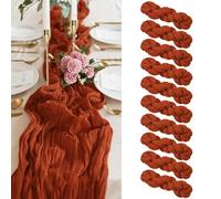 Pesonlook Paquet de 10 chemins de Table en étamine en Terre Cuite, Chemin de Table en Gaze Rustique Boho de 10 Pieds 35 x 120 Pouces Chemin de Table Romantique pour Mariage, fête prénatale