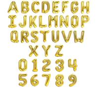 Pesonnaliser Ballons Lettres et Chiffres de 35CM en Dorés et Argenté, Combiner de 2 à 16 ballons Pour Les Anniversaires de Mariage ou Les Fêtes D'anniversaires (12 Ballons)