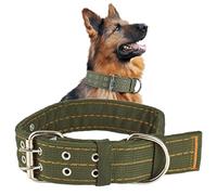 Pesp Pespã 'â ® Army Green Dog Boucle en métal Double 2-Rows Sangle de Ceinture Collier réglable Grande L (Vert)