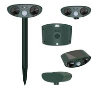 Pest Control Worldwide Répulsif à ultrasons PIR - Étanche - Solaire - Avec détecteur de mouvement PIR - Double haut-parleur - Étanche - Pour rat, renard, chat, écureuil, taupe, chien, oiseaux (double