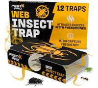 Pest X Pro Lot de 12 pièges à insectes adhésifs d'intérieur - Planches à insectes, pièges à insectes, attrape-poissons d'argent, pièges à cafards, pièges collants pour une utilisation en intérieur et