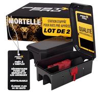 Pest X Pro Mortelle Lot de 2 Stations d'Appât Anti-Rats Pré-Appâtées, Boîtiers Sécurisés et Résistants aux Manipulations, Appât Prêt à l'emploi pour Utilisation Intérieure et Extérieure