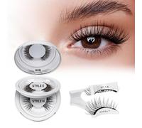 Pestañas Postizas Magneticas de larga duración, Pestañas Magneticas riutilizzabili con applicatore, Aspecto de Naturales, No requiere pegamento, fácil de colocar (E+H-02)