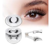 Pestañas Postizas Magneticas de larga duración, Pestañas Magneticas riutilizzabili con applicatore, Aspecto de Naturales, No requiere pegamento, fácil de colocar (B+H-03)