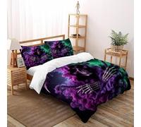 Peste Noire Housse De Couette Art 3D Microfibre avec Taies d'oreiller Hommes Double（200x200cm）