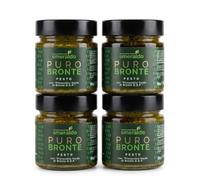 Pesto de pistache sicilien de Bronte DOP Puro Bronte - 4 paquets de 180 g - Crème de pistache gourmet, 100% fabriqué en Italie, assaisonnement pour pâtes, bruschettas et recettes gastronomiques