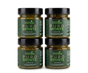 Pesto de pistache sicilien de Bronte DOP Puro Bronte - 4 paquets de 180 g - Crème de pistache gourmet, 100% fabriqué en Italie, assaisonnement pour pâtes, bruschettas et recettes gastronomiques