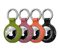 PESTON Étuis pour Apple AirTag Porte Clés, Lot de 4 IP67, 1re et 2e | Support AirTag pour clés, bagages, collier d'animal; silicone 2,5 mm, TPU, zinc; signal et son préservés; AirTag non inclus