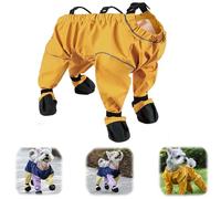 Pet Anti Dust Pants,Waterproof Dog Rain Boots with Adjustable Suspender,Small Pet Lightweight Dust-Proof Dogs Pants,Anti-Slip Dog Paw Protector for Outdoor Walking Running (Yellow, M)