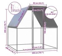 Pet®Argent Poulailler argenté et gris 2x2x2 m - robuste et durable - Acier galvanisé 7_4953136