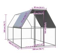 Pet®Argent Poulailler d'extérieur 2x4x2 m - robuste et durable - Acier galvanisé 7_3565150