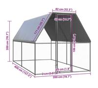 Pet®Argent Poulailler d'extérieur 2x4x2 m - robuste et durable - Acier galvanisé 7_9391945
