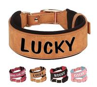 PET ARTIST Collier de Chien en Cuir Personnalisé pour Chiens de Taille Moyenne Et Grande - Élégant Et Confortable | pour Filles Garçons Chiens | Nom Personnalisable, Marron M