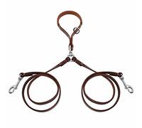 PET ARTIST Laisse double en cuir pour chien de petite et moyenne taille Marron