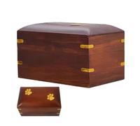 Pet Ashes Urn, Wooden Memorial Cremation Box With Paw Print Design & Photo | Frame, Keepsake Memory Chest For Dog Cat Ashes, Collar, Toys & Mementos - Funeral Sympathy Gift For Pet Lovers