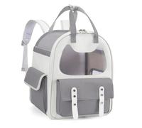 Pet Backpack Carrier | Large Capacity & Breathable Design | Weatherproof Cat Travel Backpack for Camping/Hiking/Daily Use | Adjustable Handle & Shoulder Straps (Grise)